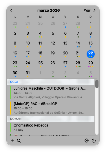 easyCal - Calendario menu bar